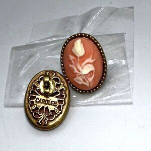 Carolee pink & gold rose Cameo earrings